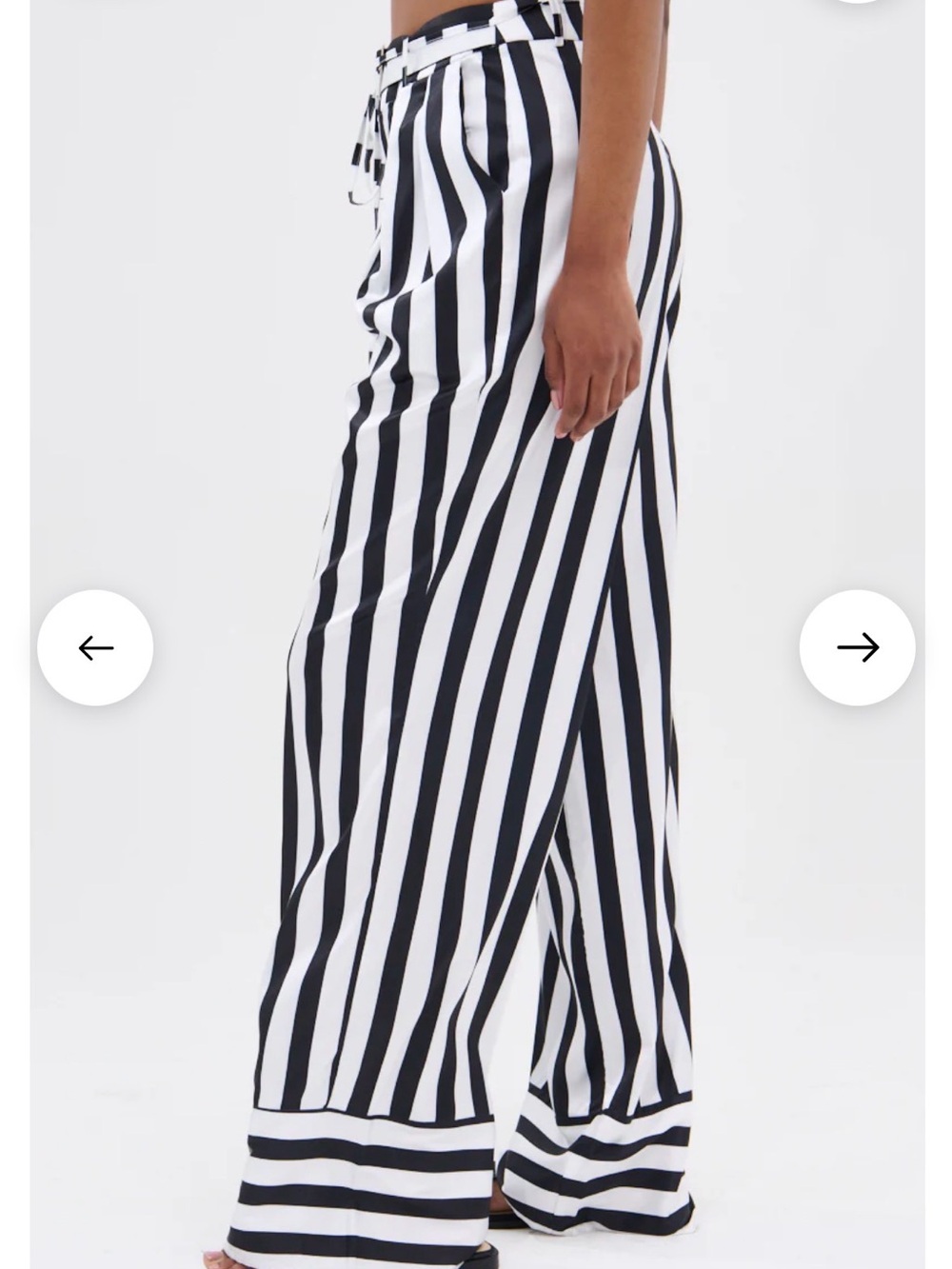 AKIRA Black and White Vertical Stripe Wide Leg Pants - Picture 3 of 4